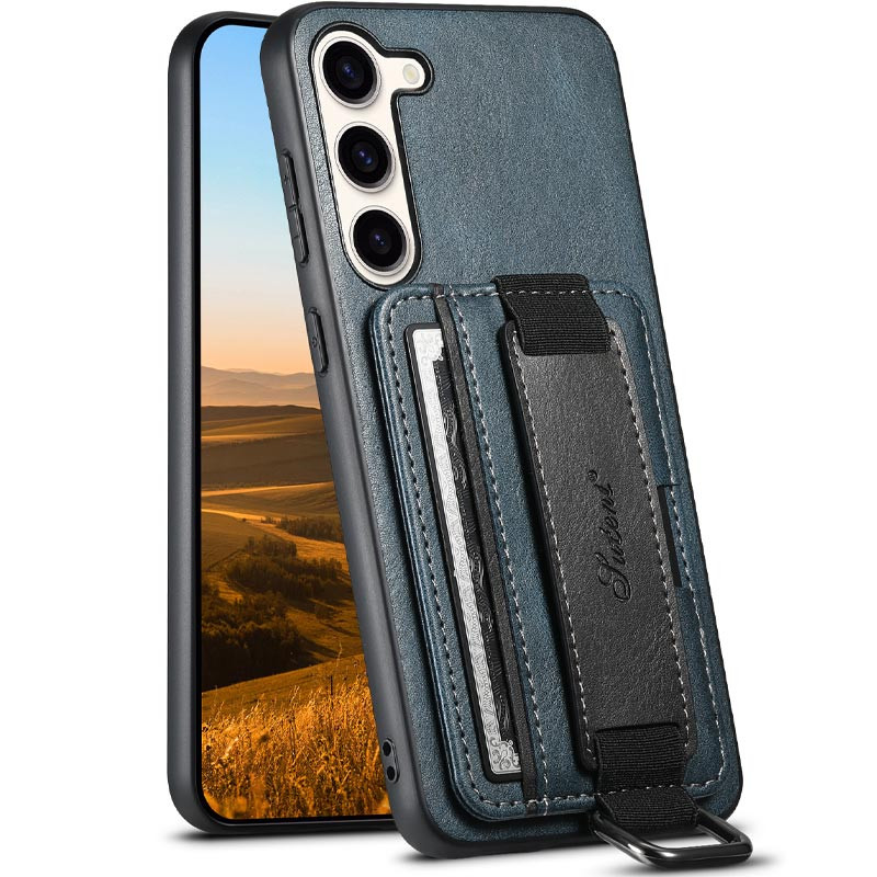 Фото Кожаный чехол Wallet case and straps для Samsung Galaxy A34 5G (Синий / Blue) в магазине vchehle.ua