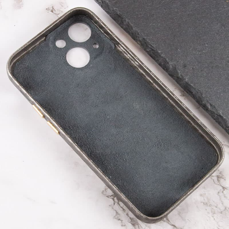 Фото Уценка Кожаный чехол Leather Case Carbon series для Apple iPhone 13 mini (5.4") (Дефект упаковки / Серый) в магазине vchehle.ua