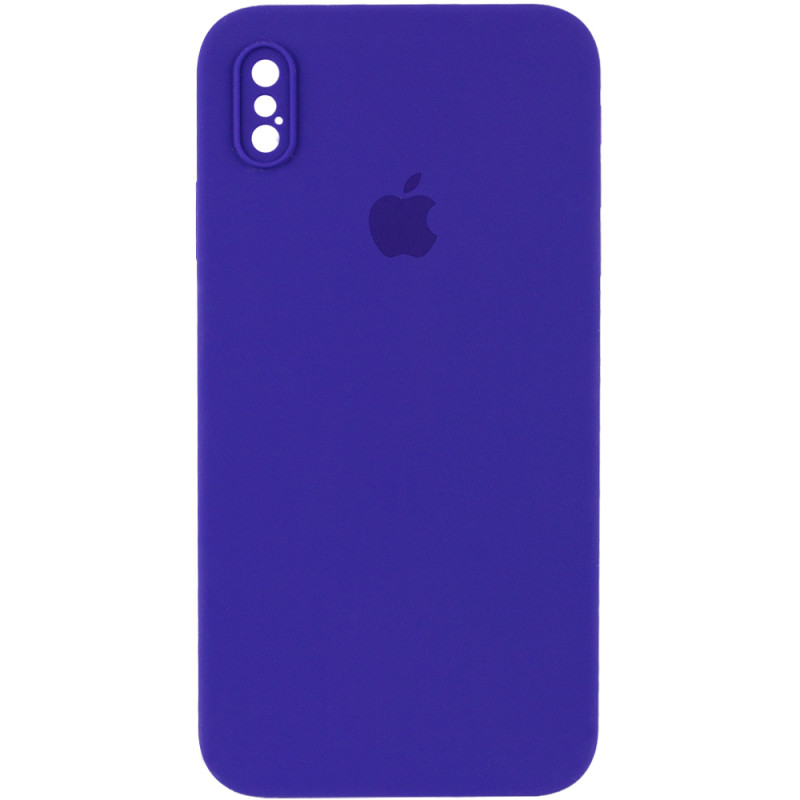 Чехол Silicone Case Square Full Camera Protective (AA) для Apple iPhone XS / X (5.8") (Фиолетовый / Ultra Violet)