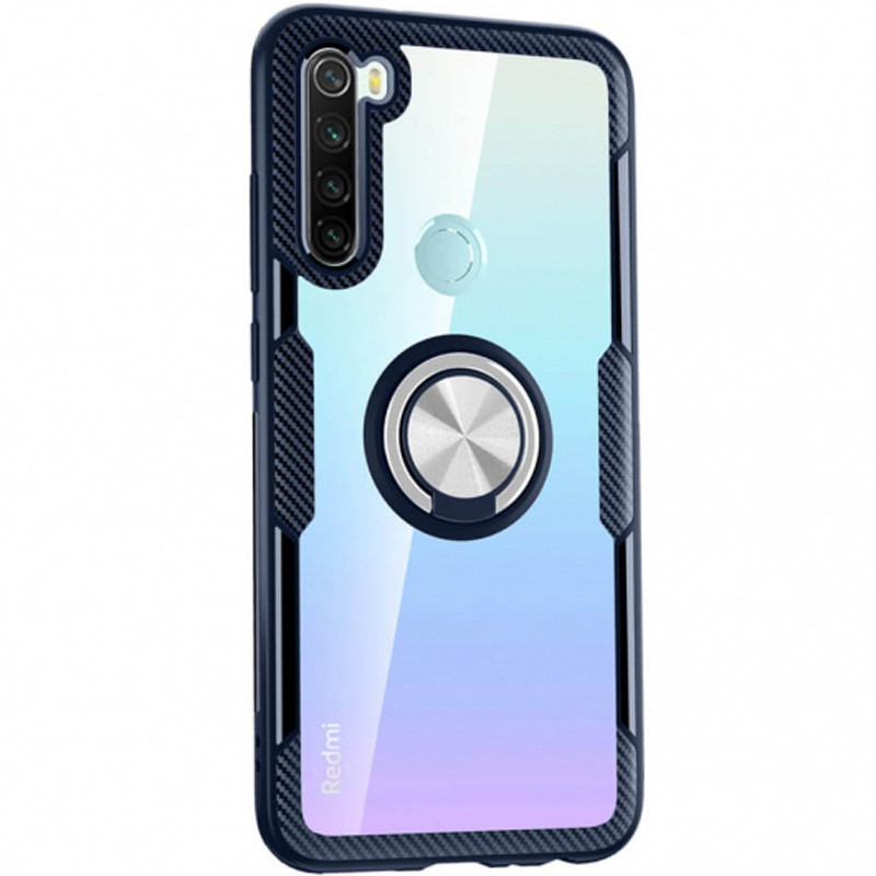 

TPU+PC чехол Deen CrystalRing под магнитный держатель для Xiaomi Redmi Note 8 2021 (Бесцветный / Темно-синий) 766924