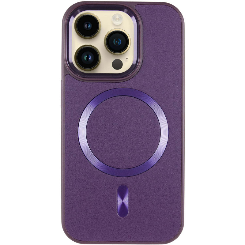 Фото Кожаный чехол SnapCase with Magnetic Safe для Apple iPhone 14 Pro Max (6.7") (Dark Purple) на vchehle.ua