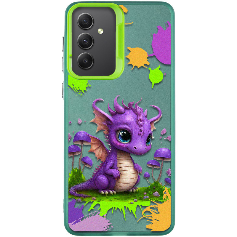 TPU+PC чохол TakiTaki Graffiti magic glow на Samsung Galaxy A34 5G (Baby dragon / Green)