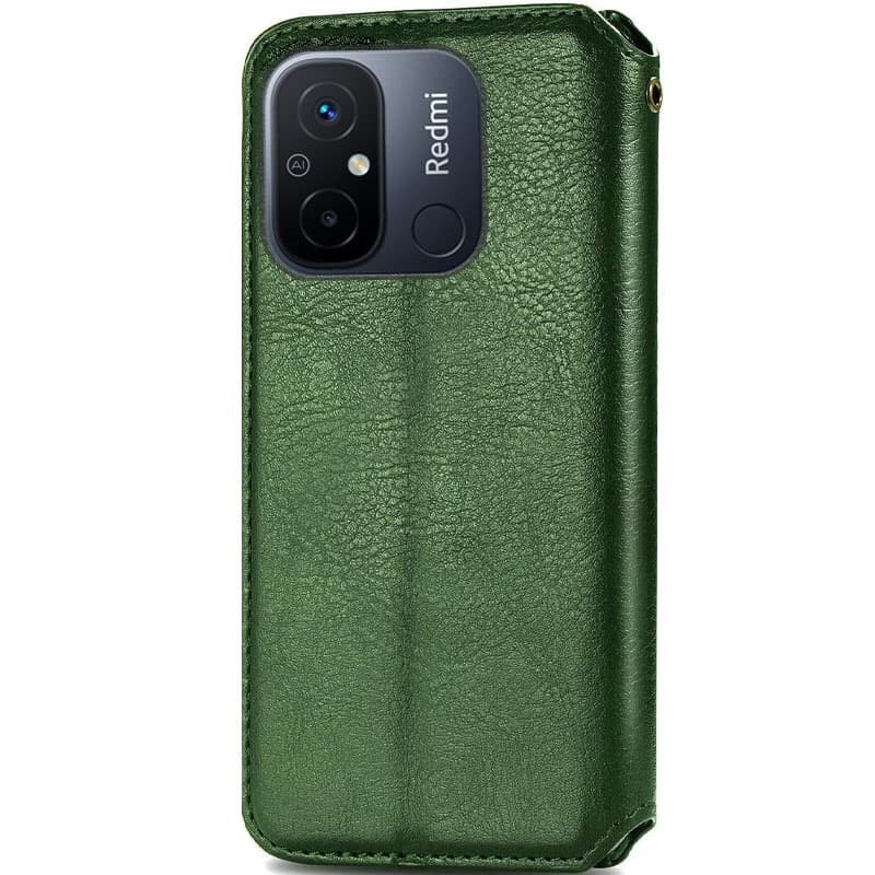 Фото Кожаный чехол книжка GETMAN Cubic (PU) для Xiaomi Redmi 12C (Зеленый) в магазине vchehle.ua