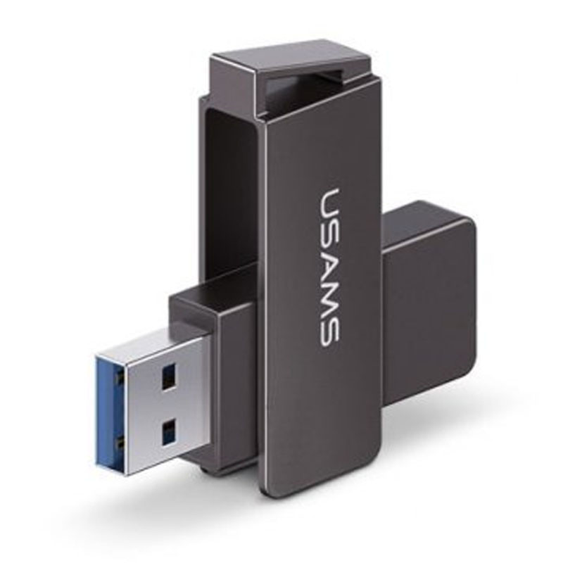 Фото Уценка Флеш-накопитель Usams US-ZB197 USB 3.0 Rotatable High Speed – 128GB (Вскрытая упаковка / Iron-grey) на vchehle.ua