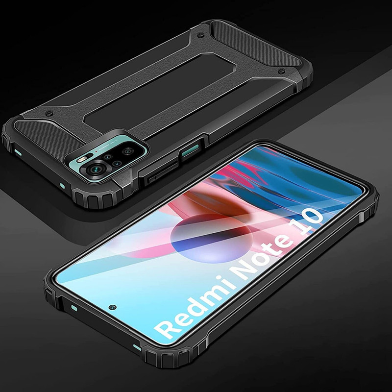 Фото Броньований протиударний TPU+PC чохол Immortal на Xiaomi Redmi Note 10 / Note 10s (Чорний) на vchehle.ua