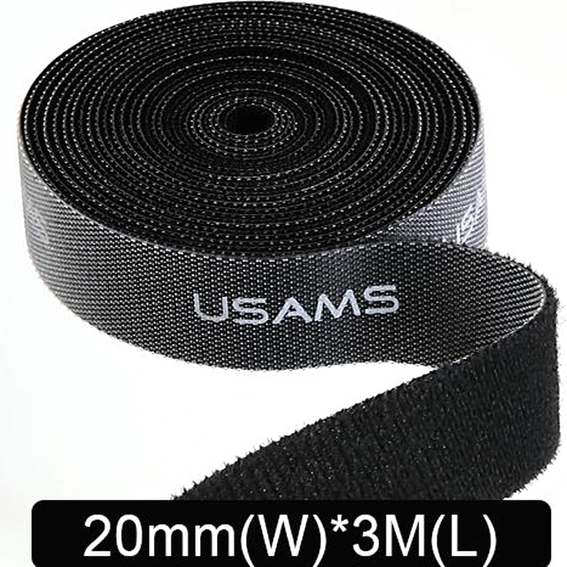 

Стяжка-липучка для кабелів Usams 20mm * 3m (Чорний) 686512