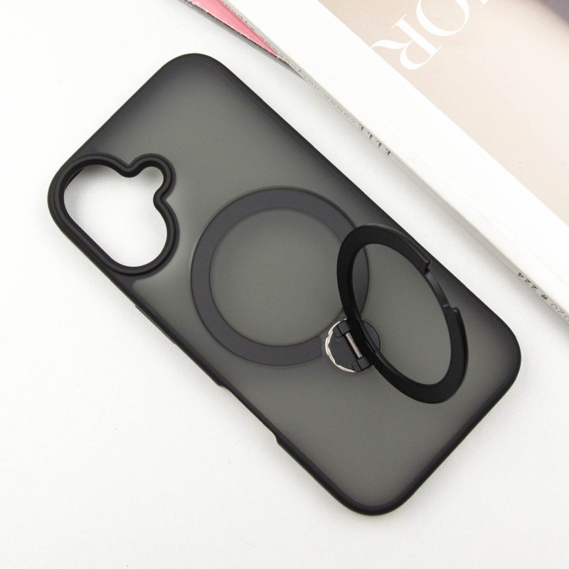 Фото TPU+PC чохол Metal Buttons with Magnetic Safe Colorful HQ Ring для Apple iPhone 16 (6.1") (Black) в маназині vchehle.ua