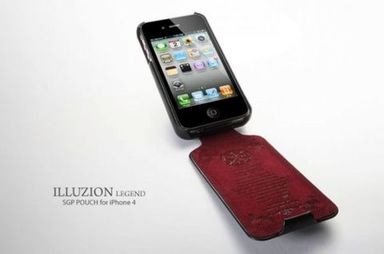 Кожаный чехол SGP illuzion (чёрный) для Apple iPhone 4/4S