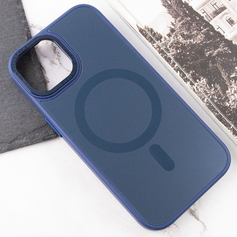 Купить Чехол TPU+Glass Sapphire Midnight Open Camera with Magnetic Safe для Apple iPhone 15 (6.1") (Синий / Deep navy) на vchehle.ua