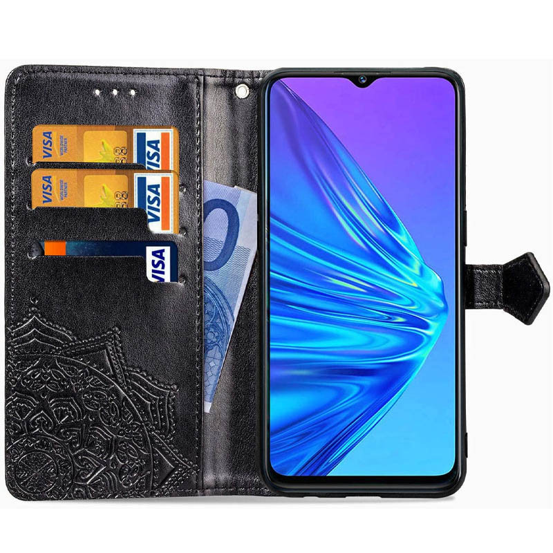 Купить Кожаный чехол-книжка Art Case с визитницей для Realme 5 / 6i (Черный) на vchehle.ua