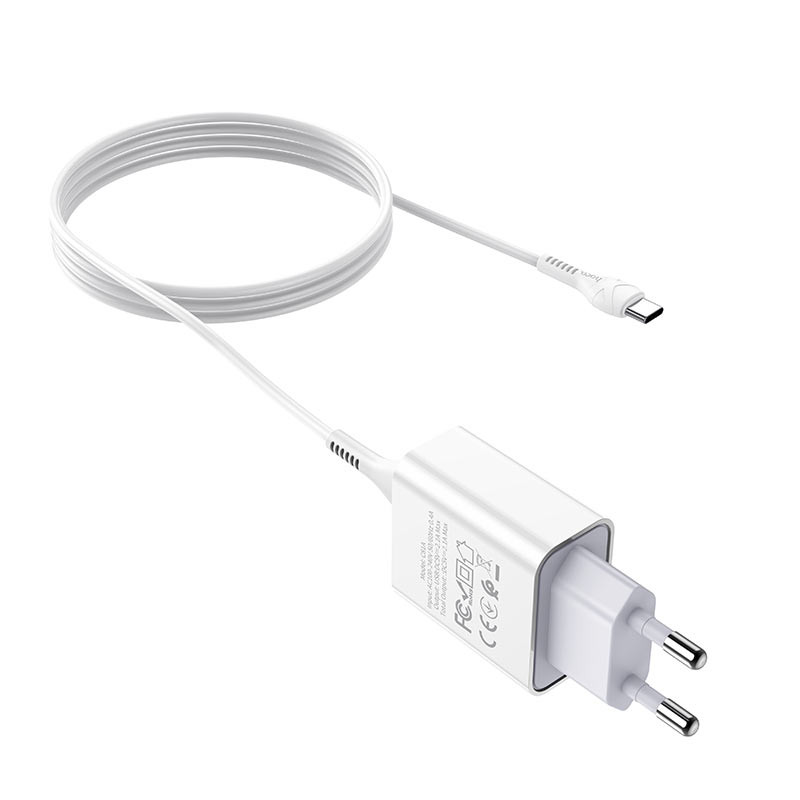 СЗУ Hoco C81A Asombroso 2.1A (1USB-A) + кабель USB to Type-C (Белый) в магазине vchehle.ua