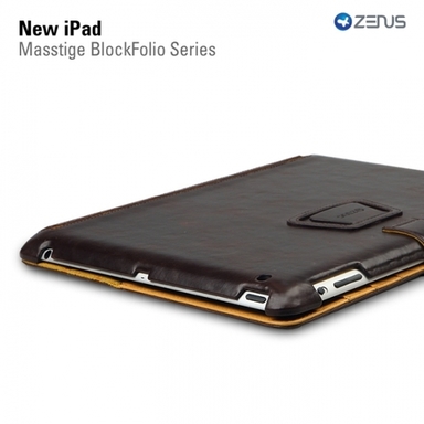 Фото * Кожаный чехол Zenus Masstige Block Folio Series для Apple IPAD 3/2 (Черный шоколад / Black choco) на vchehle.ua