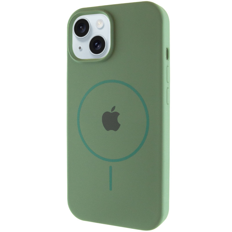 Чохол Silicone Case Full Protective (AA) with Magnetic Safe на Apple iPhone 15 Plus (6.7") (Зелений / Pine green)