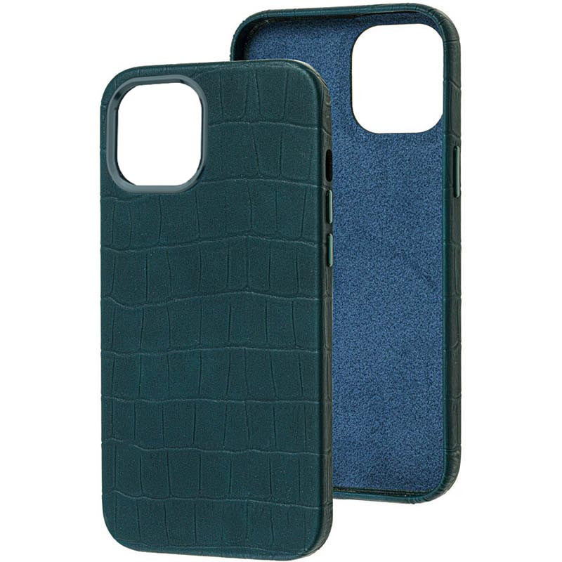Кожаный чехол Croco Leather для Apple iPhone 14 Pro Max (6.7") (Green)