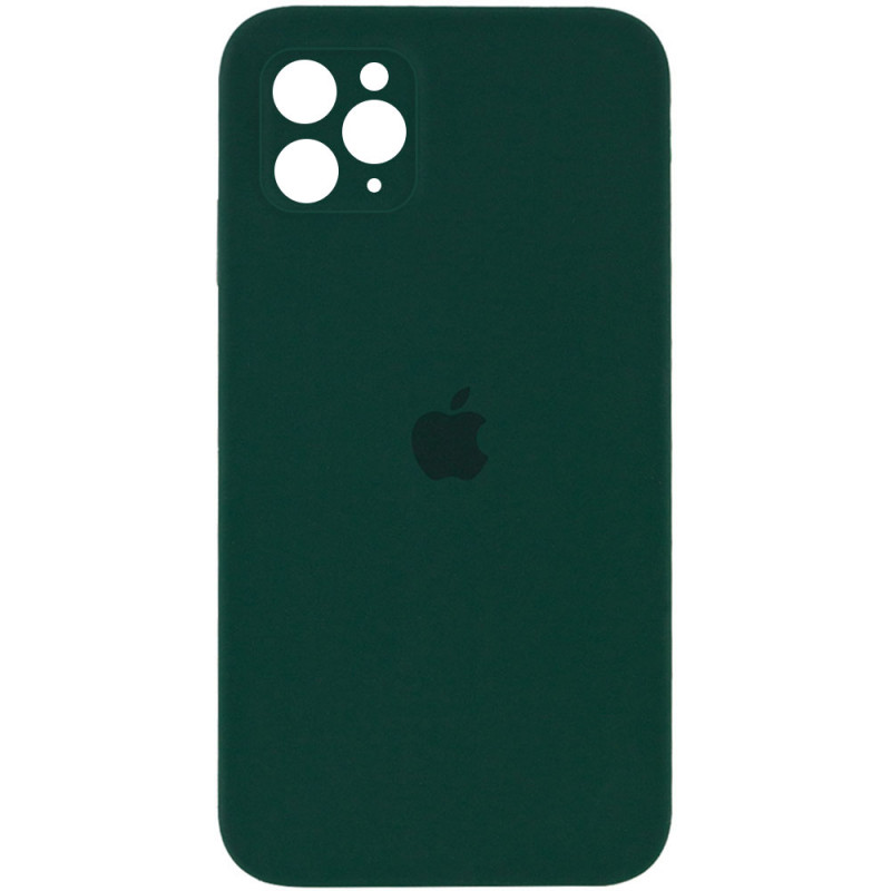 Уценка Чехол Silicone Case Square Full Camera Protective (AA) для Apple iPhone 11 Pro Max (6.5") (Эстетический дефект / Зеленый / Dark green)