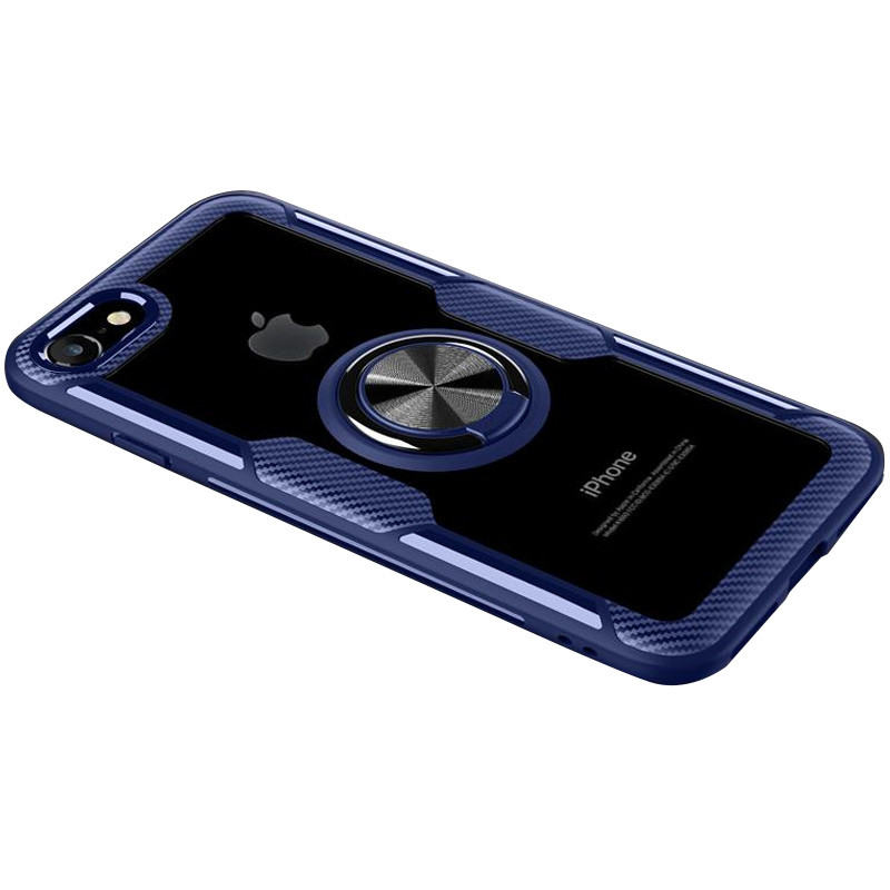 

TPU+PC чохол Deen CrystalRing for Magnet (opp) на Apple iPhone 7 / 8 / SE (2020) (Прозорий / Синій) 897124