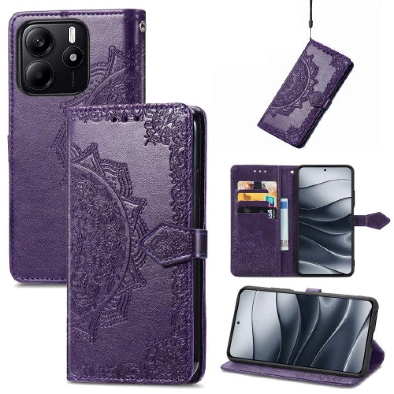 Фото Кожаный чехол-книжка Art Case с визитницей для Xiaomi Redmi Note 14 4G (Europe version) (Фиолетовый) на vchehle.ua