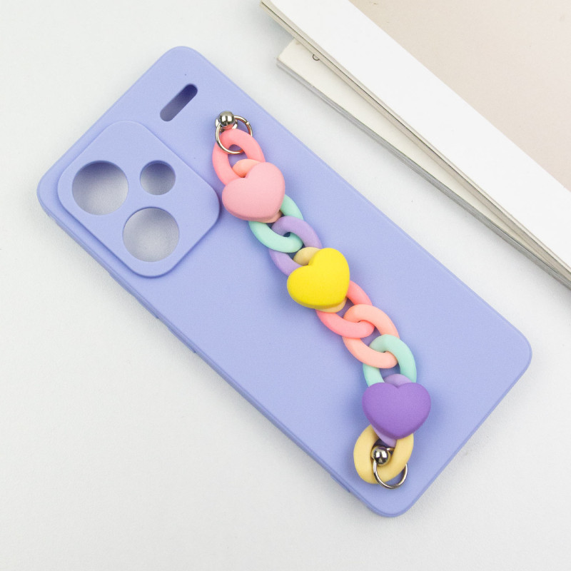 Фото Чохол Chained Heart з підвісним ланцюжком на Xiaomi Redmi Note 13 Pro+ (Lilac Blue) в маназині vchehle.ua