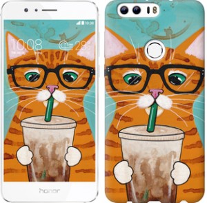 Чехол Зеленоглазый кот в очках для Huawei Honor 8
