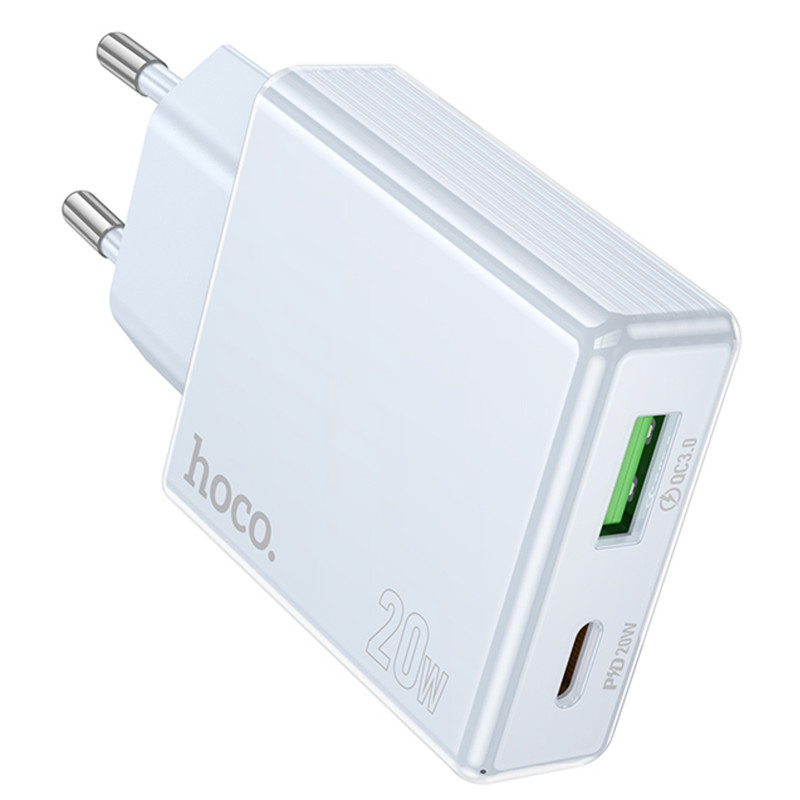 Фото СЗУ Hoco C142A Direct PD20W+QC3.0 (1USB-A/1C) (Blue) на vchehle.ua