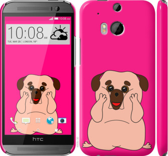 

Чехол Весёлый мопс для HTC One M8 928357