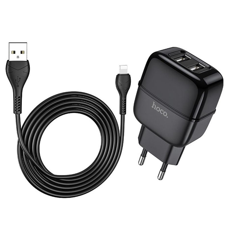 

СЗУ HOCO C73A (2USB/2.4A) + lightning (Чорний) 1178599