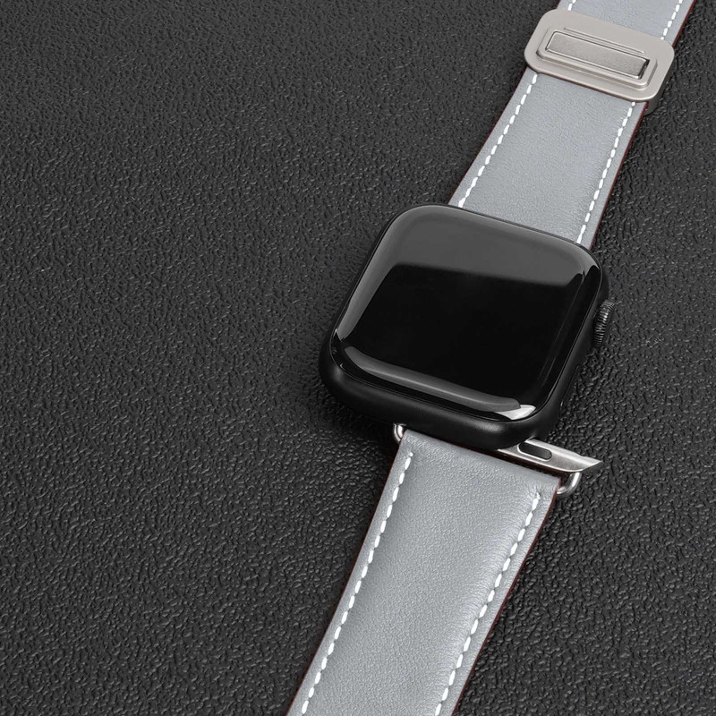 Фото Ремінець Dux Ducis Genuine Leather для Apple Watch 38/40/41/42mm(ser.10) (Grey) в маназині vchehle.ua