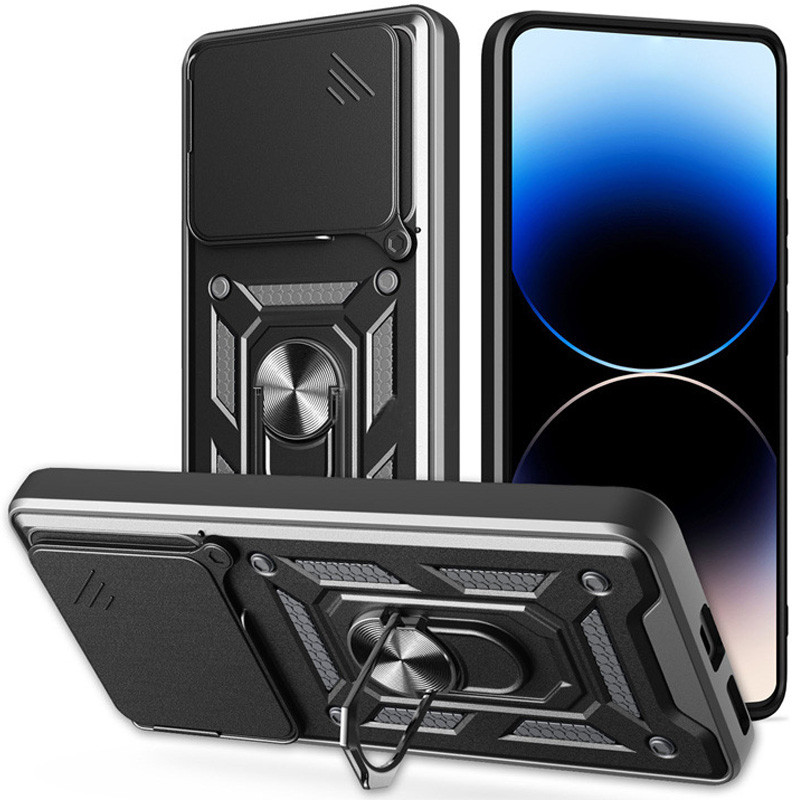 Фото Ударостійкий чохол Camshield Serge Ring на Xiaomi Poco M7 Pro 5G (Чорний) в маназині vchehle.ua