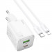 Фото МЗП Hoco N41 Almighty PD20W+QC3.0 (1USB-A/1C) + кабель Type-C to Lightning (White) на vchehle.ua