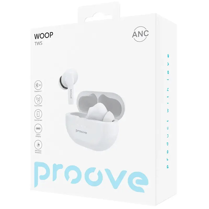 Замовити Бездротові TWS навушники Proove Woop with ANC (Pearl White) на vchehle.ua