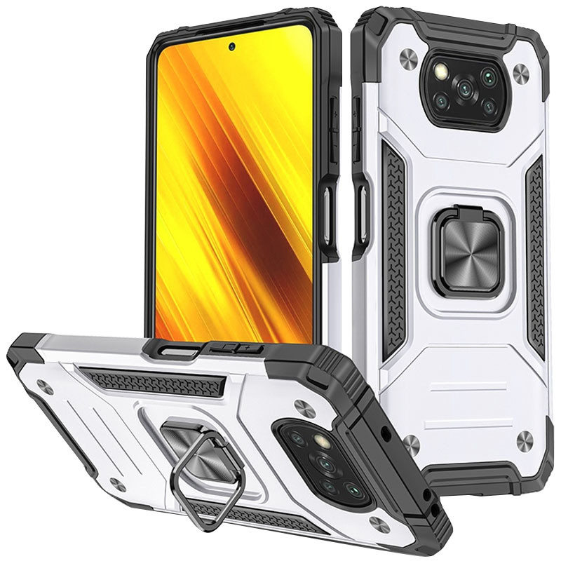 

Ударопрочный чехол Union Ring for Magnet для Xiaomi Poco X3 NFC (Серебряный) 1200685