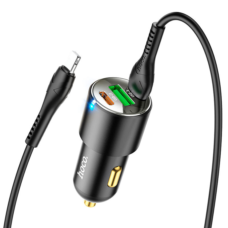 АЗУ Hoco NZ6 PD45W (2Type-C/1USB) + Type-C to Lightning (Black) в магазине vchehle.ua