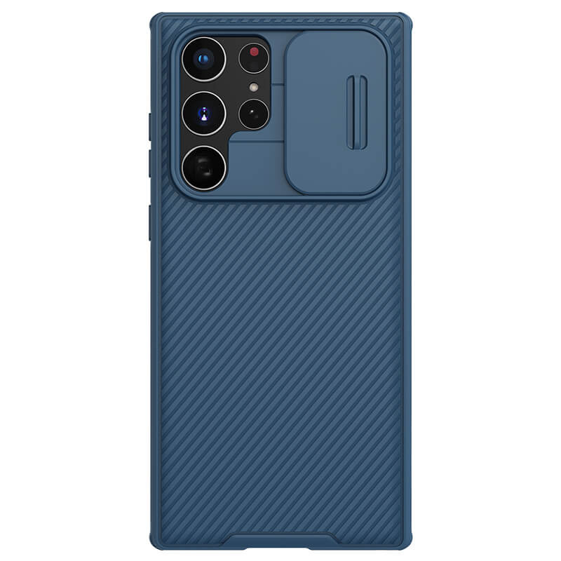 Карбонова накладка Nillkin Camshield (шторка на камеру) на Samsung Galaxy S22 Ultra (Синій / Blue)