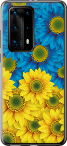 Чехол Жёлто-голубые цветы для Huawei P40 Pro Plus