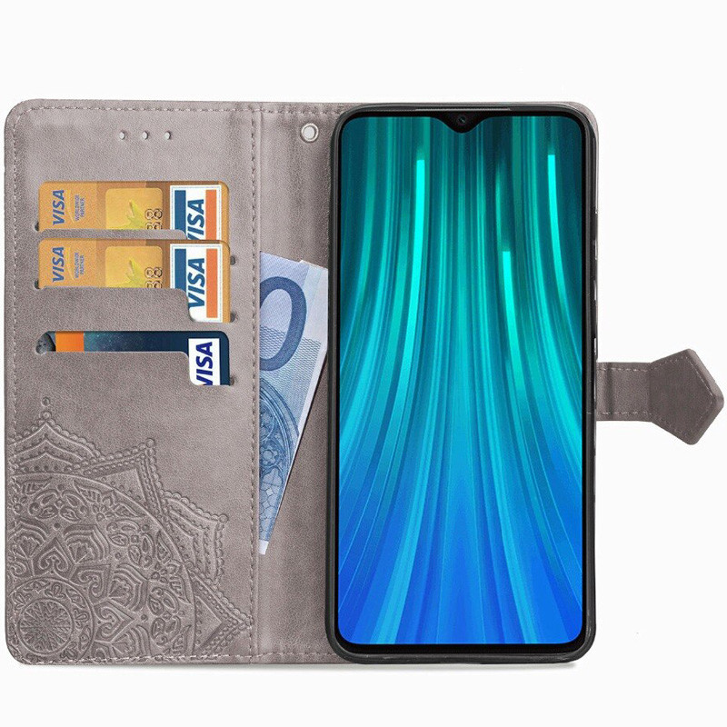 Фото Кожаный чехол-книжка Art Case с визитницей для Xiaomi Redmi Note 8 Pro (Серый) на vchehle.ua