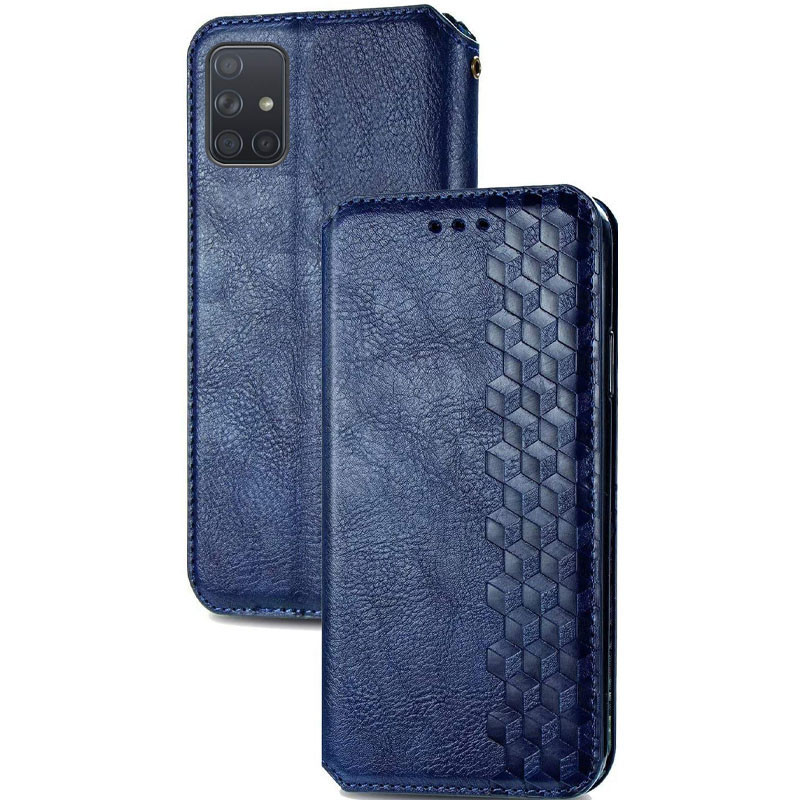 Фото Кожаный чехол книжка GETMAN Cubic (PU) для Samsung Galaxy A51 (Синий) на vchehle.ua