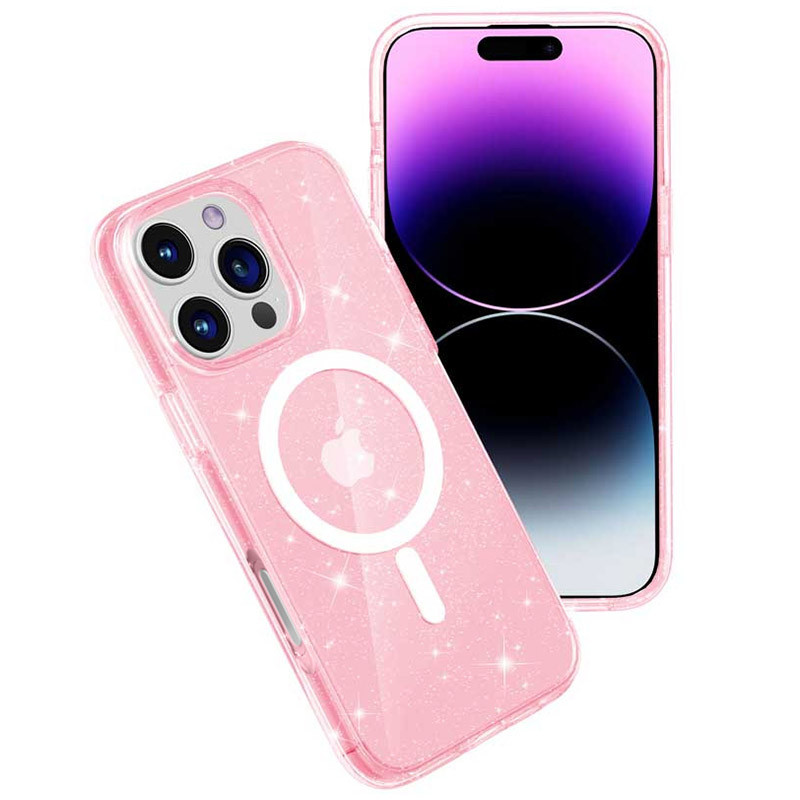 Фото Чехол TPU Galaxy Sparkle (MagFit) для Apple iPhone 16 Pro (6.3") (Pink+Glitter) в магазине vchehle.ua