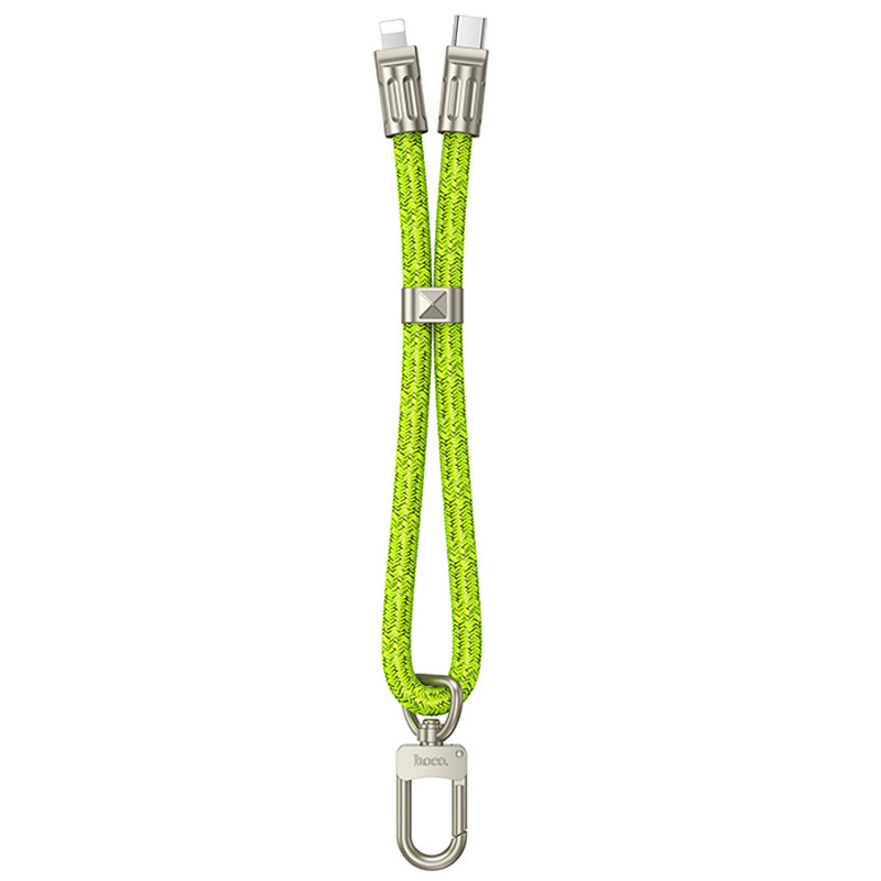 Фото Дата кабель-шнурок Hoco GH5 Elegant Type-C to Lightning (0.21m) (Fluorescent Green) на vchehle.ua