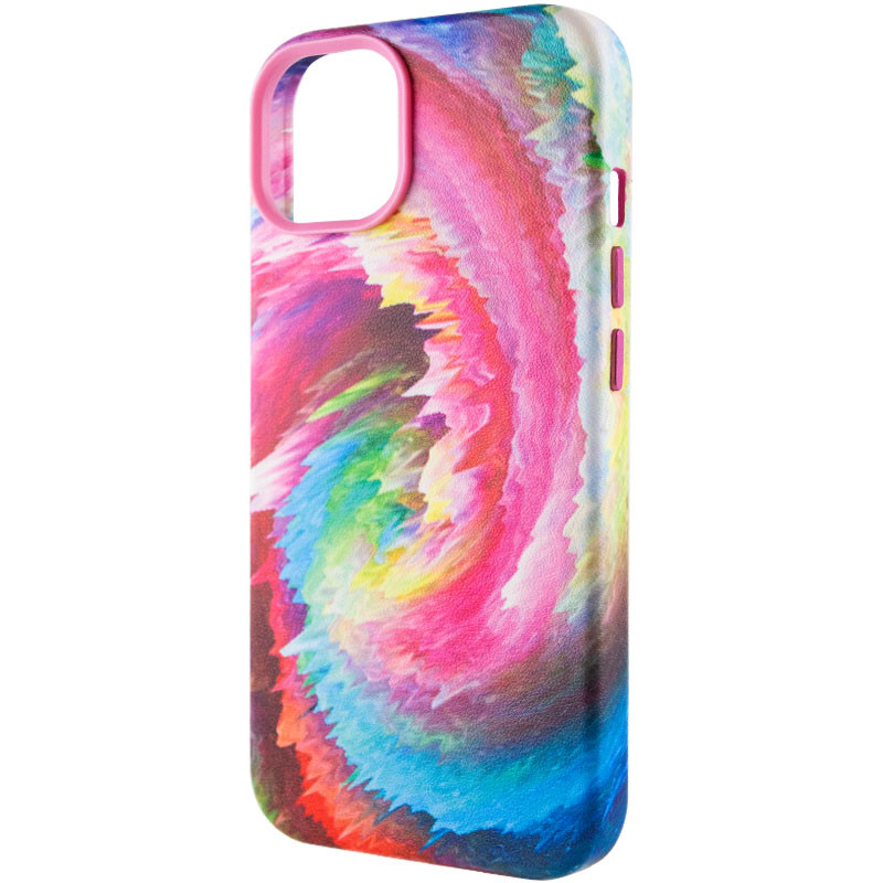 Фото Шкіряний чохол Colour Splash with Magnetic Safe на Apple iPhone 12 Pro / 12 (6.1") (Pink / Blue) в маназині vchehle.ua