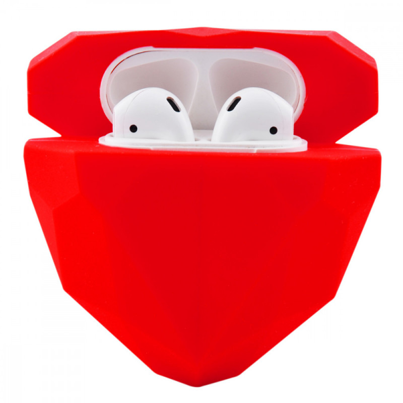 Фото Силиконовый футляр Heart series для наушников AirPods 1/2 (Красный) на vchehle.ua
