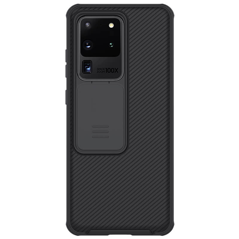 Фото Карбоновая накладка Nillkin Camshield (шторка на камеру) для Samsung Galaxy S20 Ultra (Черный / Black) на vchehle.ua