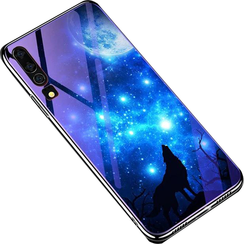 

TPU+Glass чехол Fantasy с глянцевыми торцами для Huawei P30 (Лунная ночь) 700169