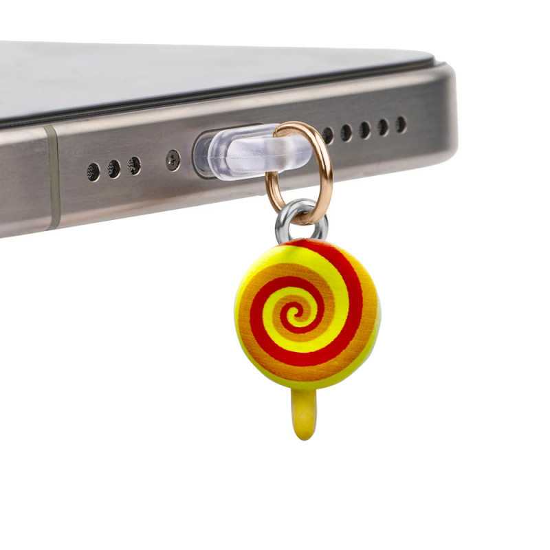 Заглушка силіконова Type-C з підвіскою IP44 (Lollipop yellow-red)