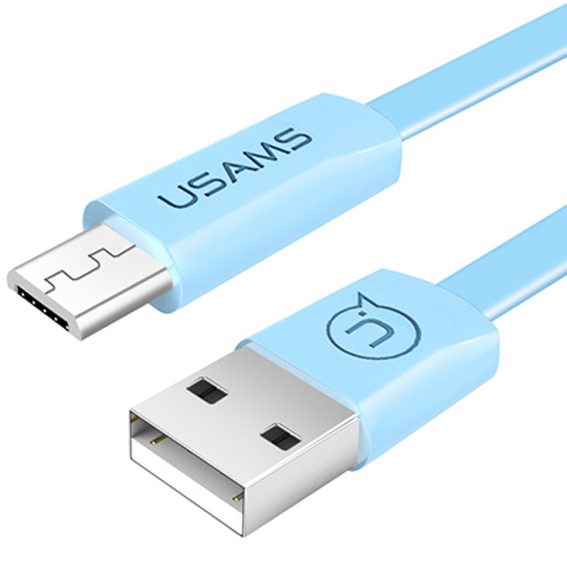 Дата кабель USAMS US-SJ201 USB to MicroUSB 2А (1,2 m) (Блакитний)