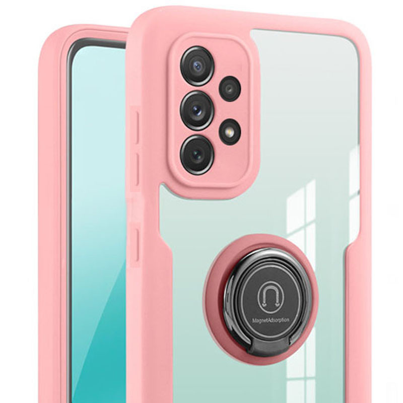 

TPU+PC чехол Crystal Ring 360 для Samsung Galaxy A52 5G (Розовый) 1212115