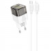 СЗУ Hoco C131A Platium PD30W+QC3.0 (1USB-A/1C) + кабель Type-C to Lightning (Transparent black)