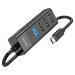 Фото Переходник Hoco HB25 Easy mix 4in1 (Type-C to USB3.0+USB2.0*3) (Черный) в магазине vchehle.ua