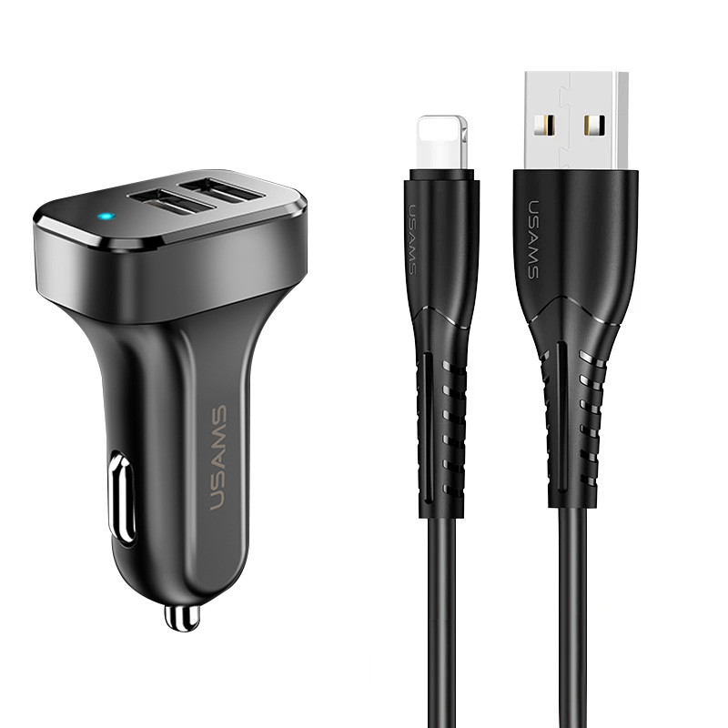 АЗУ Usams C13 2.1A Dual USB + U35 Lightning cable (1m)