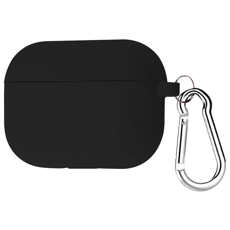 Силиконовый футляр с карабином для наушников AirPods 4 (Черный / Black)