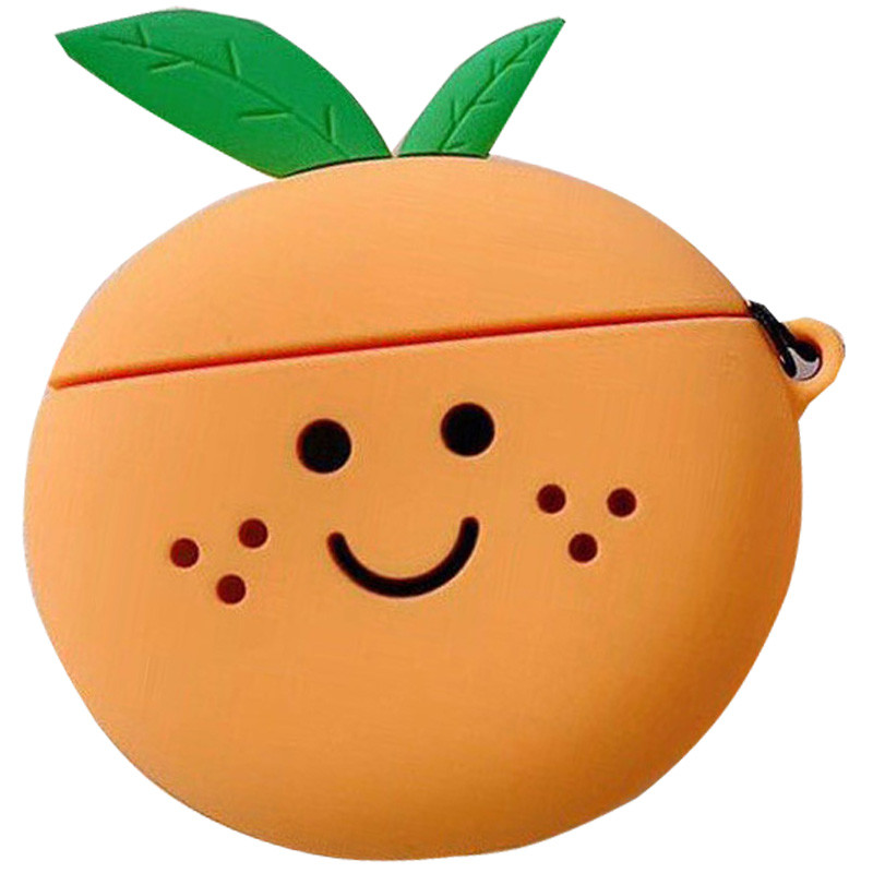 Силиконовый футляр Smile Fruits series для наушников AirPods 1/2 + кольцо (orange)